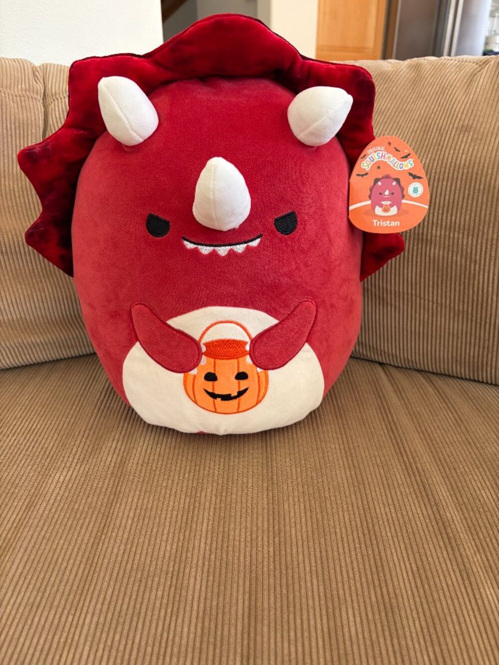 Squishmallows Tristan Triceratops Halloween Pumpkin Plush 16" NWT
